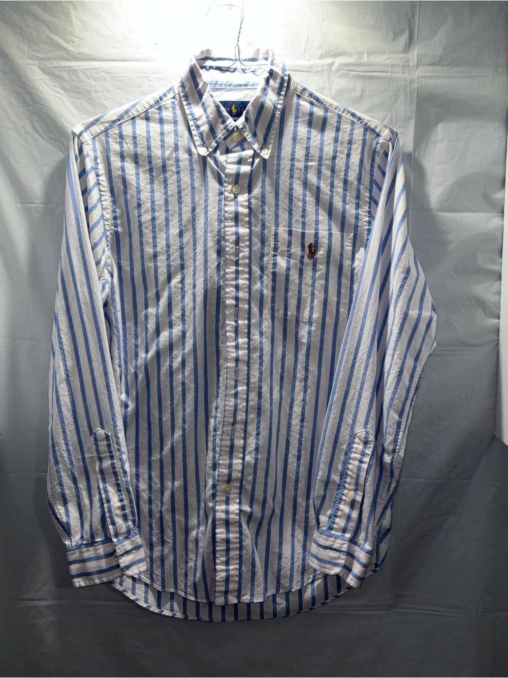 Ralph Lauren Blue & White Striped Button-Down Shirt Size Small